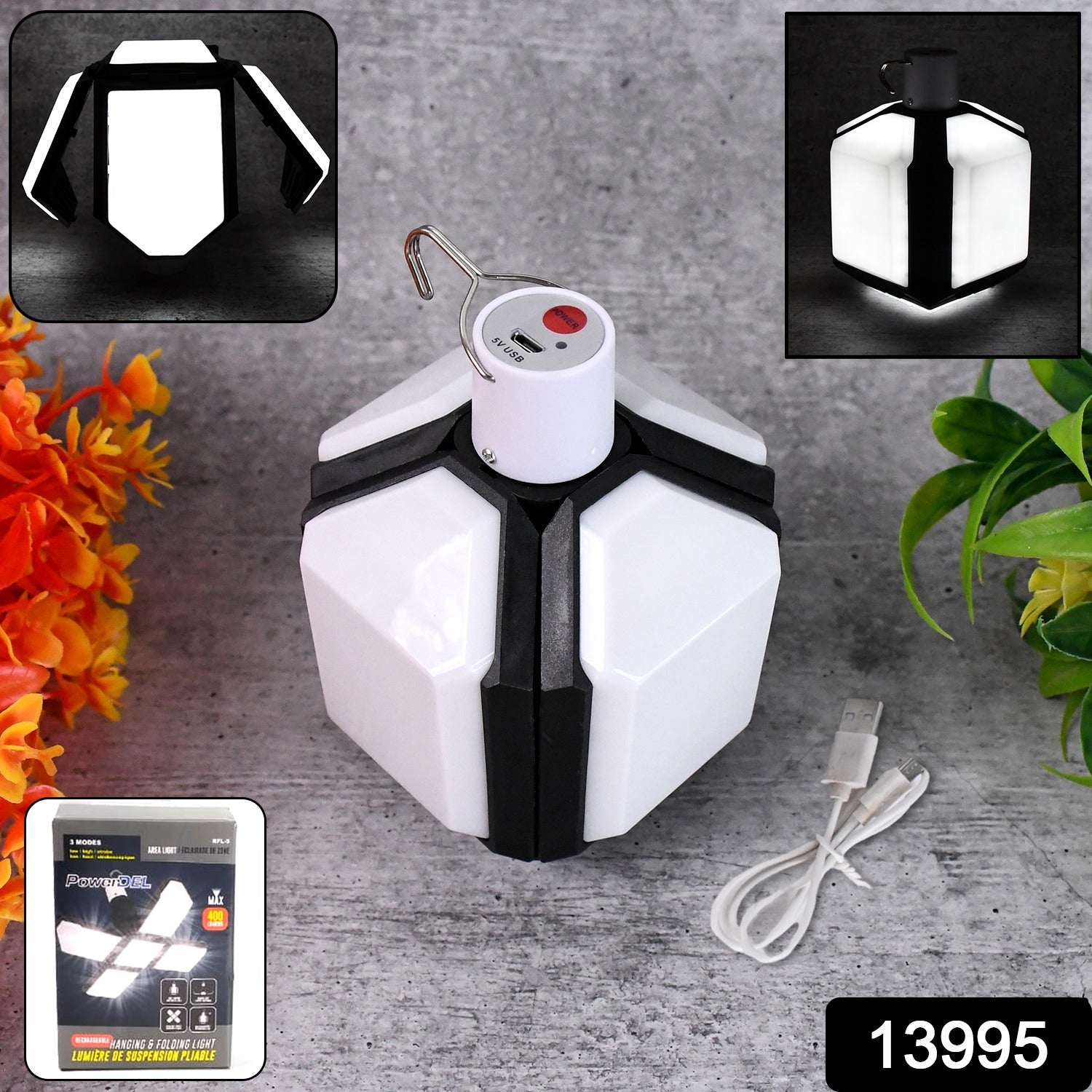 Foldable Camping Light Usb Rechargeable Led Lamp With Hanging Hook (1 Pc) Foldable Camping Light Usb Rechargeable Led Lamp With Hanging Hook (1 Pc)